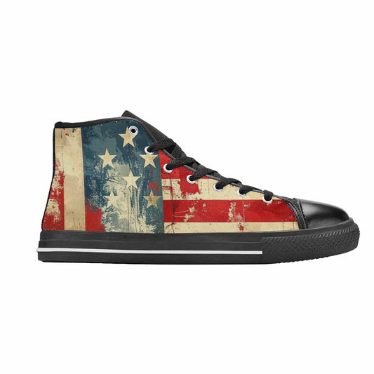 MEN'S American Flag Stars High Top Canvas Vibrant Chaos Custom Sneakers