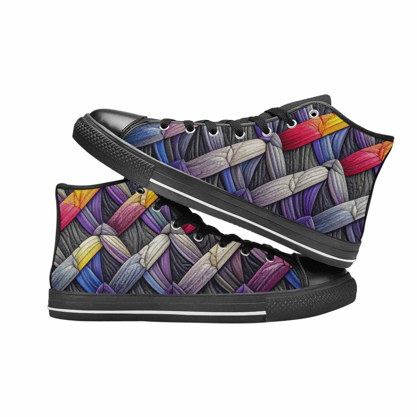 MEN'S Asexual Flag Color High Top Canvas Neon Fantasy Custom Sneakers