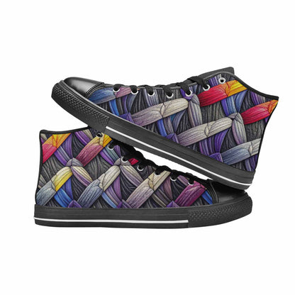 MEN'S Asexual Flag Color High Top Canvas Neon Fantasy Custom Sneakers