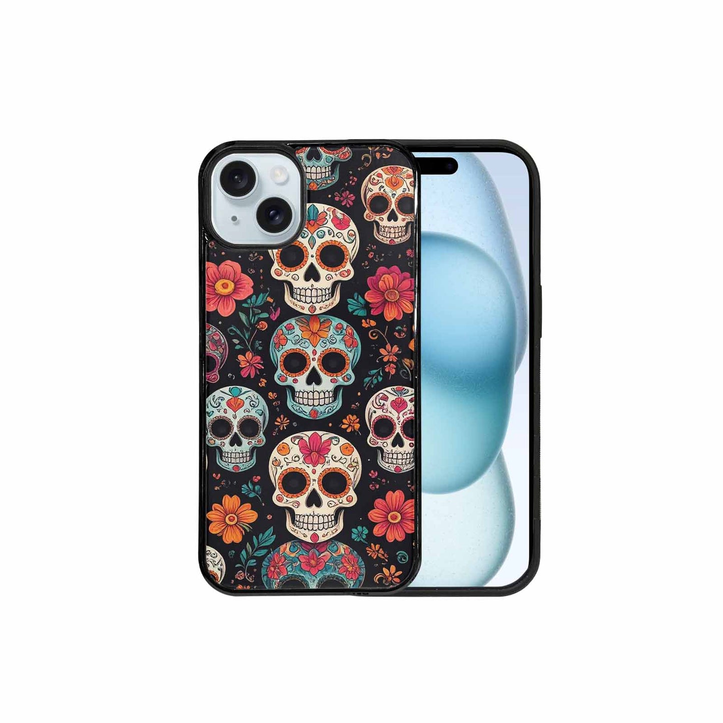 iPhone 15 Plus Case — Smaller Skulls Overlapping Seamless Pattern Of, Custom Printed Phone Case