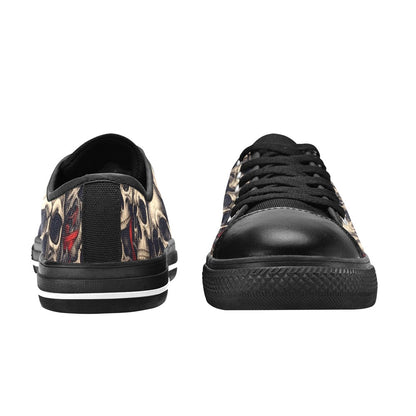 KIDS' Patriotic Skull Flag Low Top Canvas Dreamcore Custom Sneakers