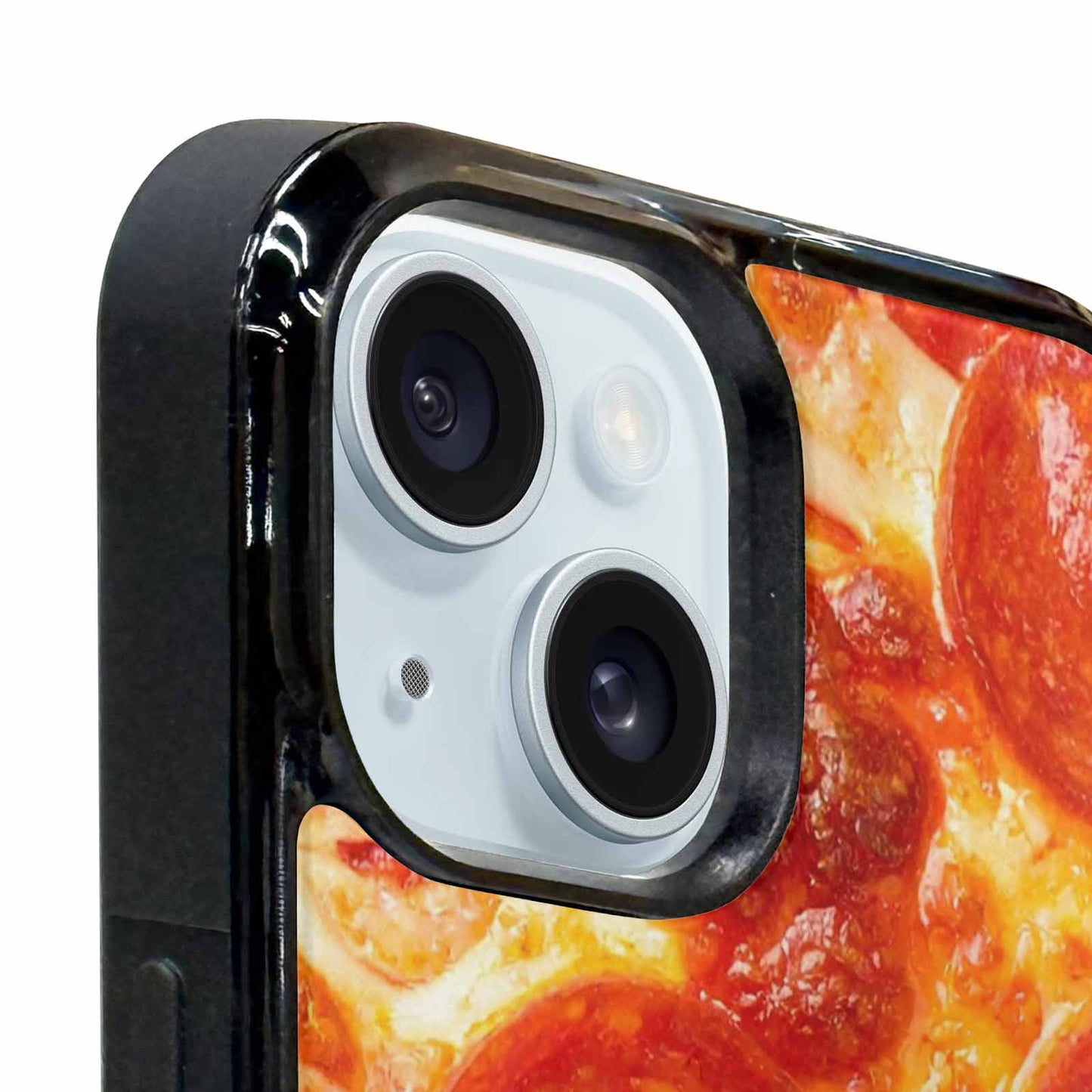 iPhone 15 Case — Pepperoni Pizza Background Art Filling Entire, Personalized Phone Case