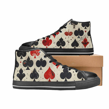 WOMEN'S Playing Card Suit High Top Canvas Neon Fantasy Shoes