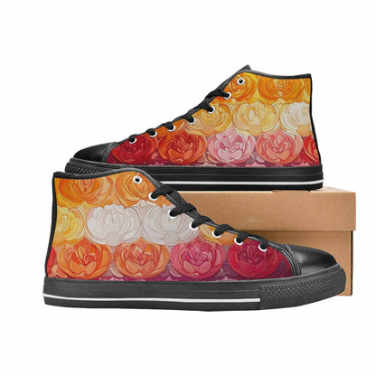 MEN'S Lesbian Flag Color High Top Canvas Wallpaper Art Custom Sneakers