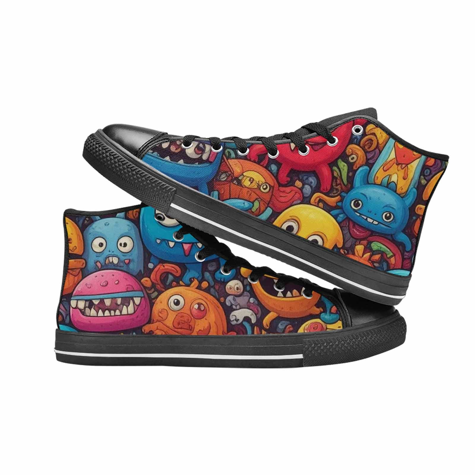 MEN'S Cartoon Monster Character High Top Canvas Grunge Custom Sneakers