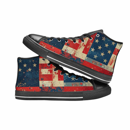 MEN'S American Flag Stars High Top Canvas Dark Academia Sneakers