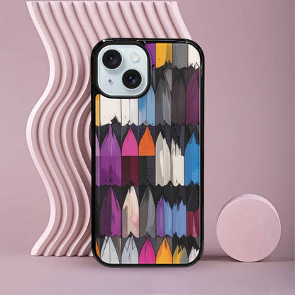 iPhone 15 Case — Asexual Flag Color Theme Small Rainbow, Unique Phone Case Design