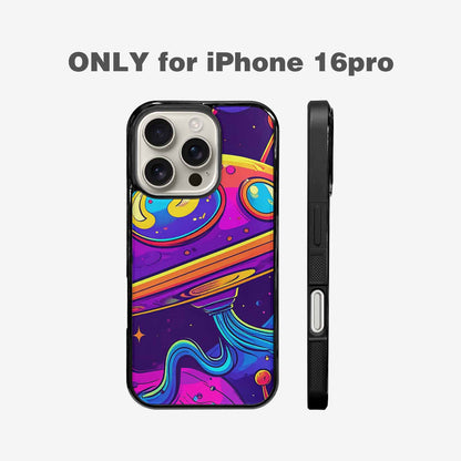 iPhone 16 Pro Case — Alien Ufo Cartoon Art Pattern Groovy, Custom Printed Phone Case
