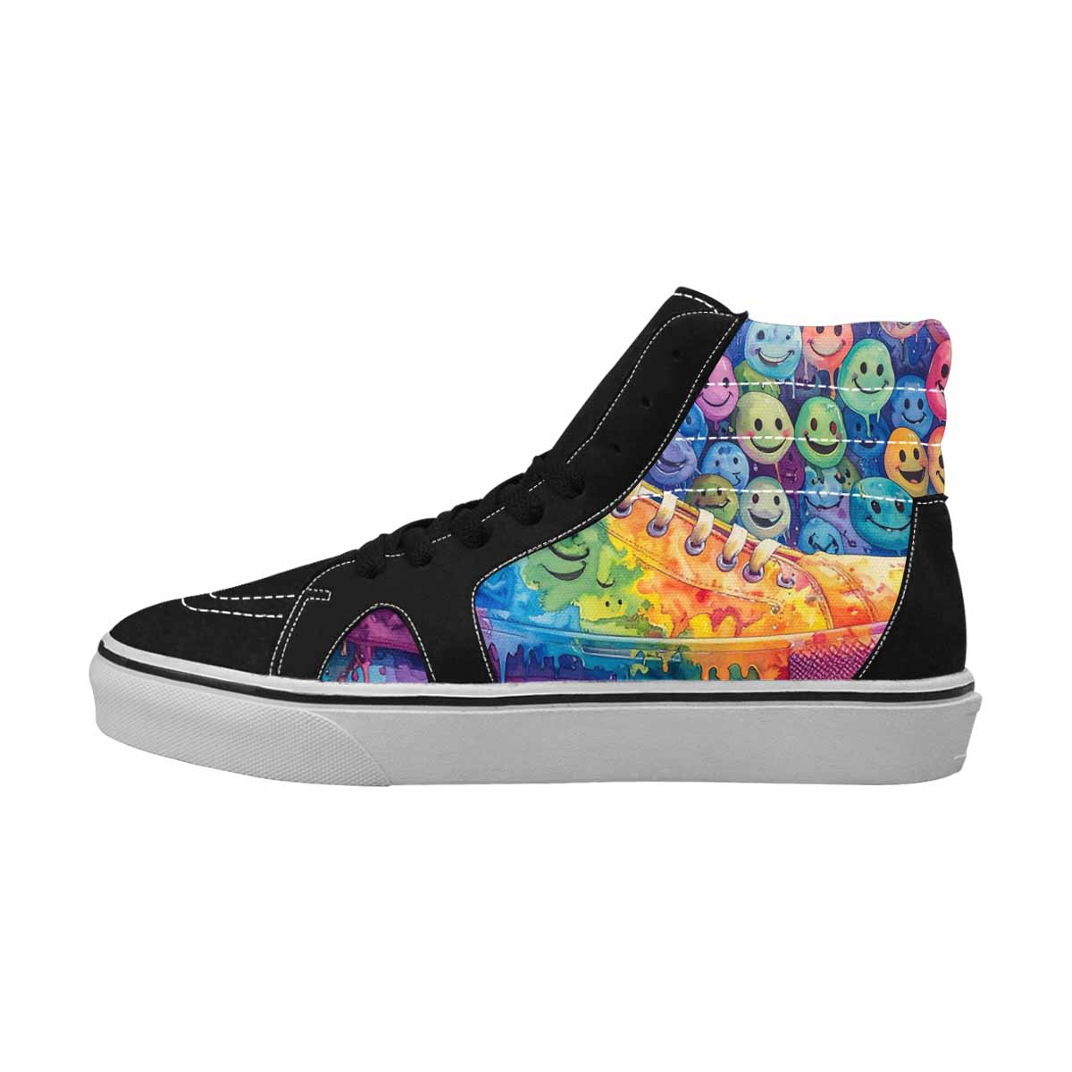MEN'S Smiley Facessmiley Faces  High Top Canvas Vivid Custom Sneakers