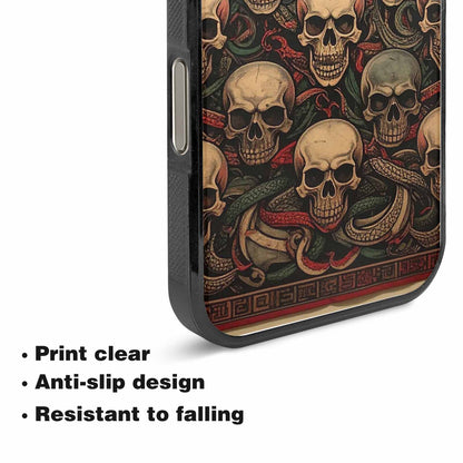 iPhone 15 Pro Max Case — Traditional Tattoo Style Skulls Entwined With, Original Design Phone Case