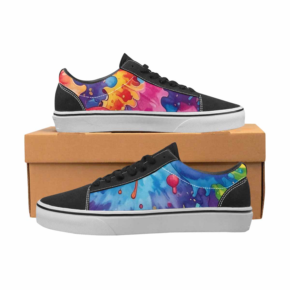 WOMEN'S Smiley Facessmiley Faces  Lace-Up Canvas Wallpaper Art Sneakers