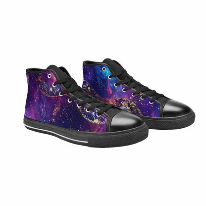 MEN'S Galaxy Snake Print High Top Canvas Cottagecore Custom Sneakers