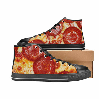 WOMEN'S Pepperoni Pizza Print High Top Canvas Grunge Custom Shoes