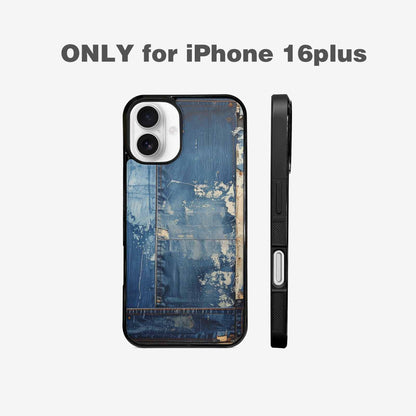 iPhone 16 Plus Case — Denim Distressed Textures Print Edge To, Custom Designed Case Cover