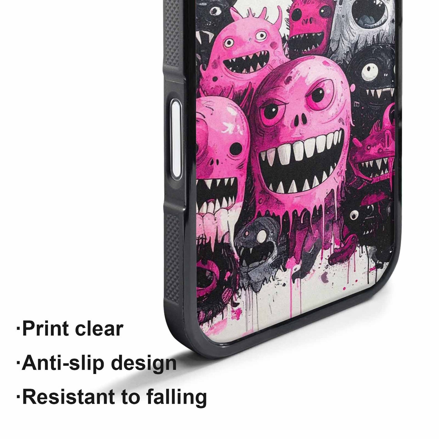 iPhone 17 Pro Max Case — Black &amp; Pink Ink Cartoon Cute, Original Design Phone Case