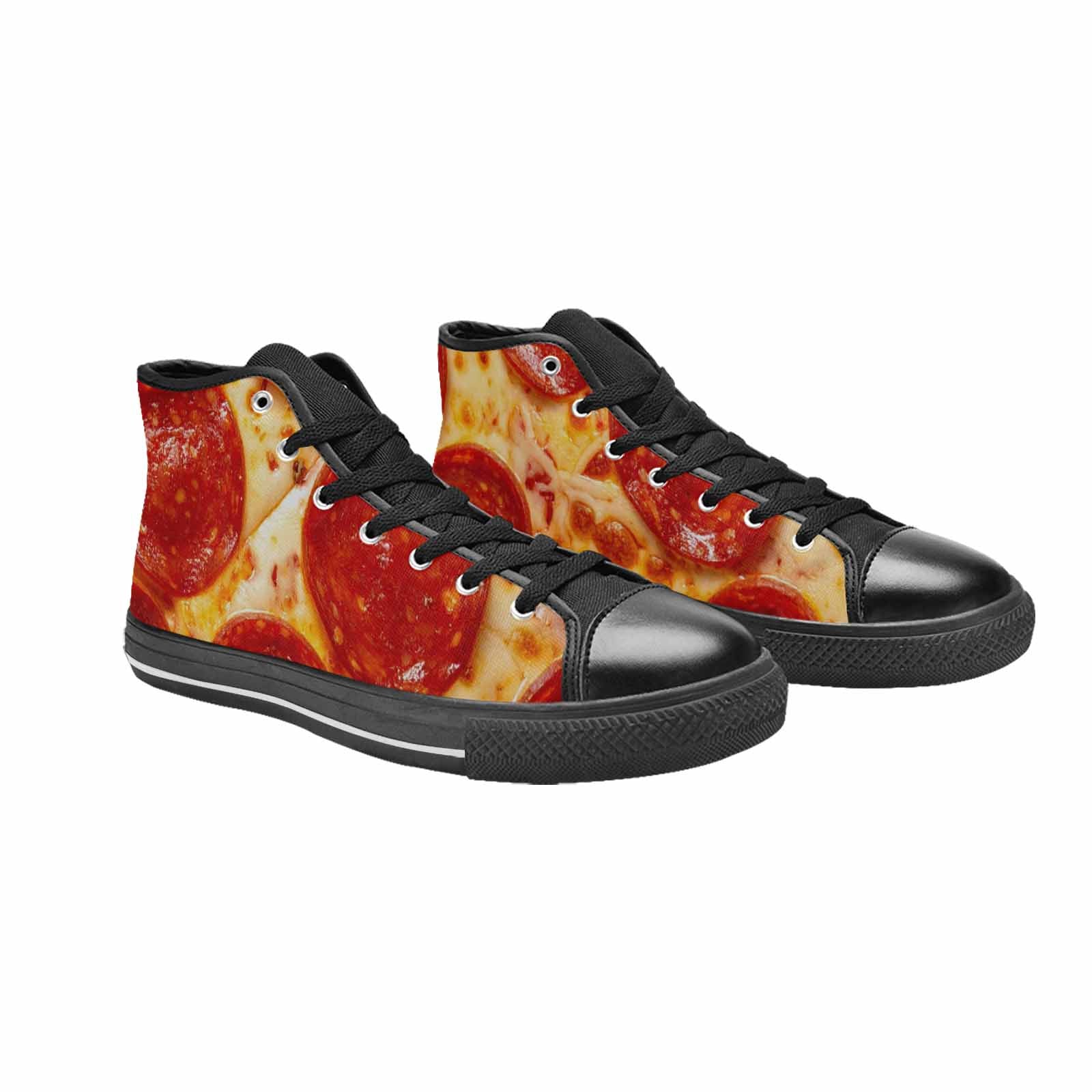 WOMEN'S Pepperoni Pizza Print High Top Canvas Surreal Custom Sneakers