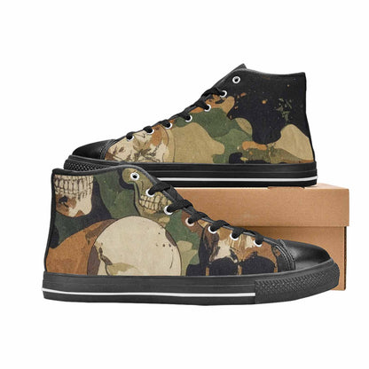 WOMEN'S Military Camo Skull High Top Canvas Y2K Custom Shoes