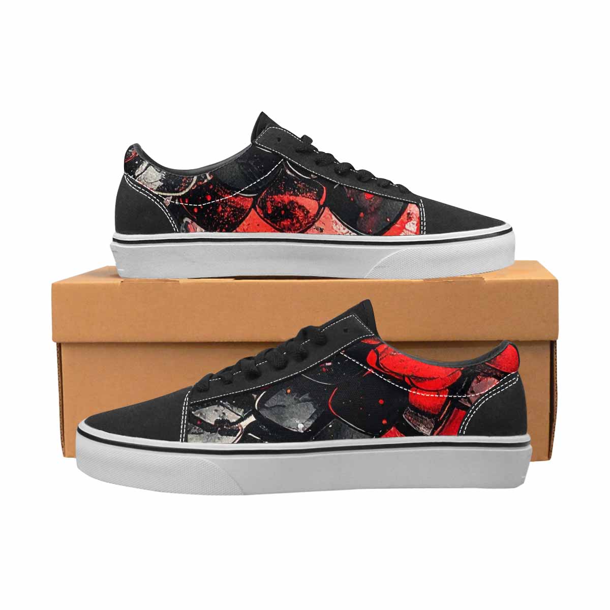 WOMEN'S Reptile Scale Lace-Up Canvas Melting Art Custom Sneakers