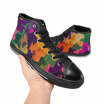 WOMEN'S Military Camouflage Blotch High Top Canvas Surreal Sneakers