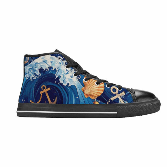 MEN'S Ocean Wave High Top Canvas Aesthetic Custom Sneakers
