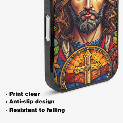 iPhone 16 Case — Jesus Face Small Cross And Faith, Custom Art Phone Cover