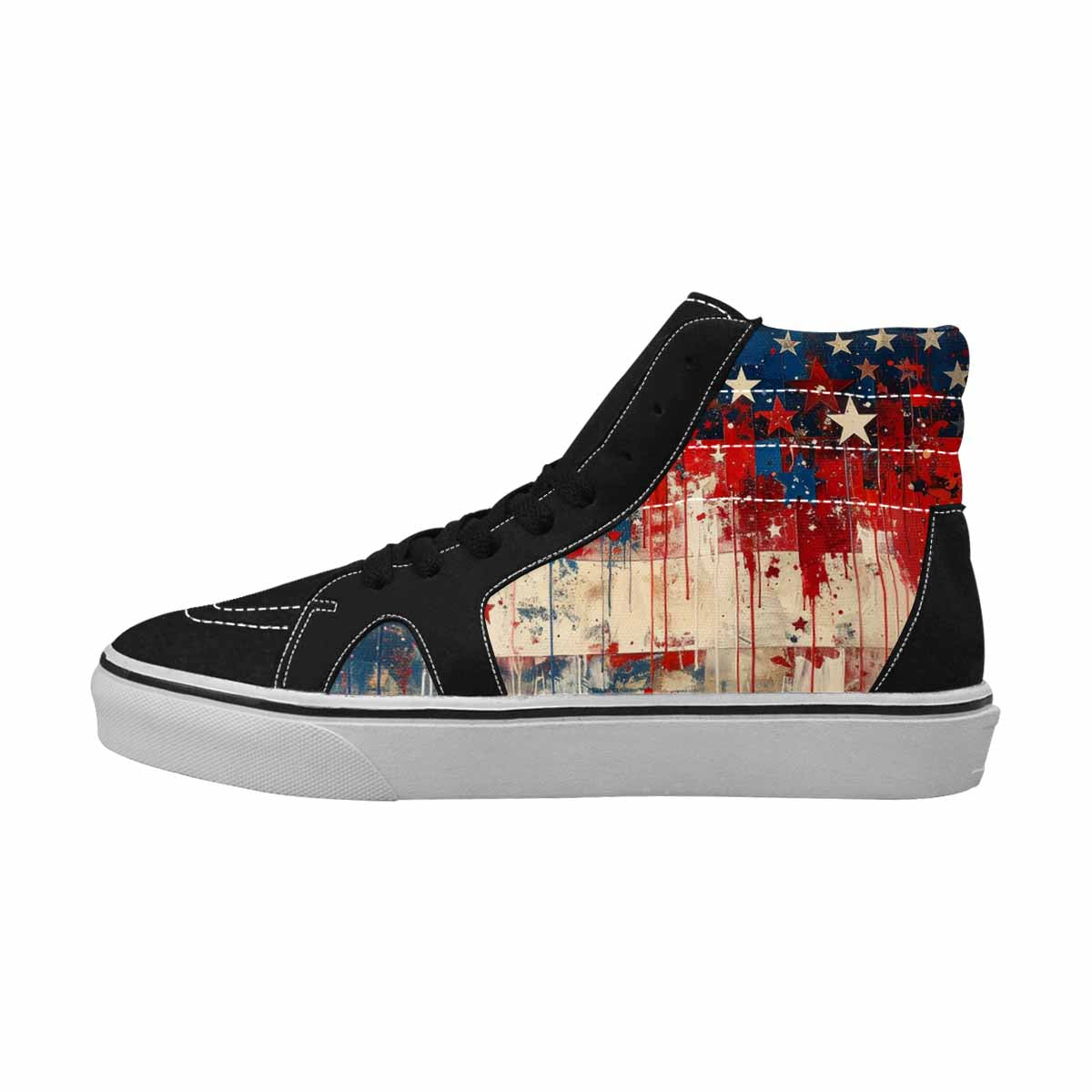 MEN'S Patriotic Stars Stripes High Top Canvas Wallpaper Art Sneakers