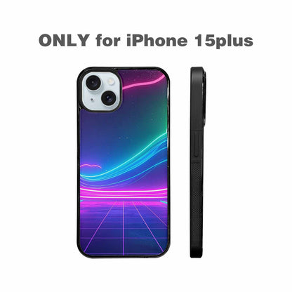 iPhone 15 Plus Case — 1980s Neon Cartoon Art Pattern, Custom Designed Case Cover