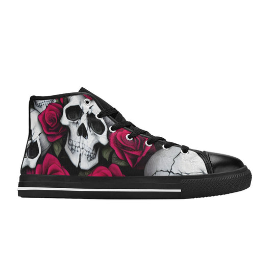 WOMEN'S Cc Skulls & Roses High Top Canvas Dark Academia Custom Shoes