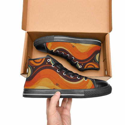 MEN'S Groovy 70S Peace High Top Canvas Neon Fantasy Custom Sneakers