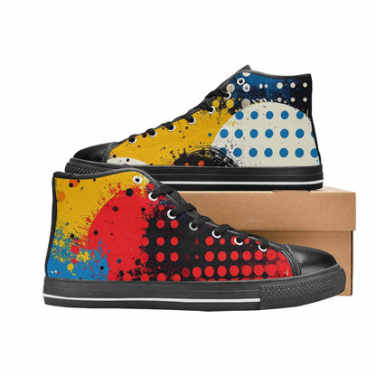 WOMEN'S Comic Book Halftone High Top Canvas Vibrant Chaos Custom Sneakers