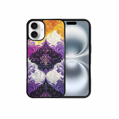 iPhone 16 Plus Case — Nonbinary Flag Color Theme Small Rainbow, Custom Printed Phone Case