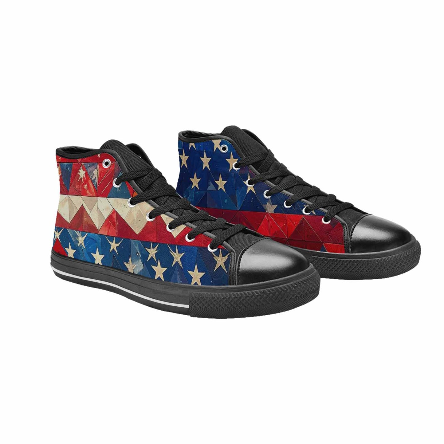 MEN'S American Flag Stars High Top Canvas Neon Fantasy Custom Shoes