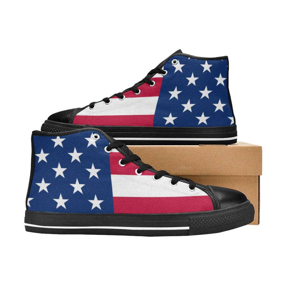 MEN'S Patriotic Shoes Flag Print High Top Canvas Aesthetic Sneakers