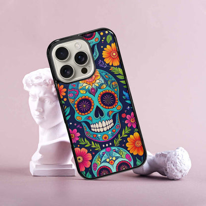 iPhone 16 Pro Case — Rainbow Sugar Skull Weave 3 Personalized, Customized Protective Case