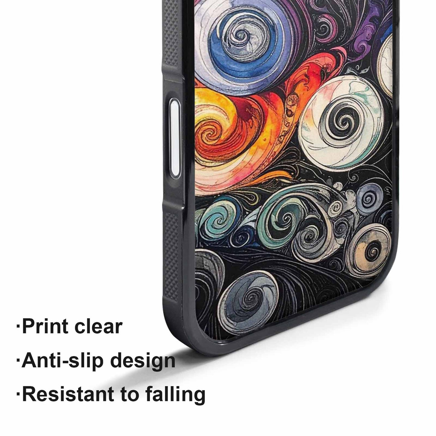 iPhone 17 Pro Case — Tie Dye Swirls Black White Tie, Custom Printed Phone Case