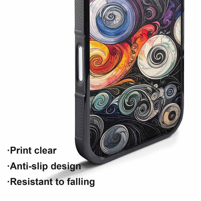 iPhone 17 Pro Case — Tie Dye Swirls Black White Tie, Custom Printed Phone Case
