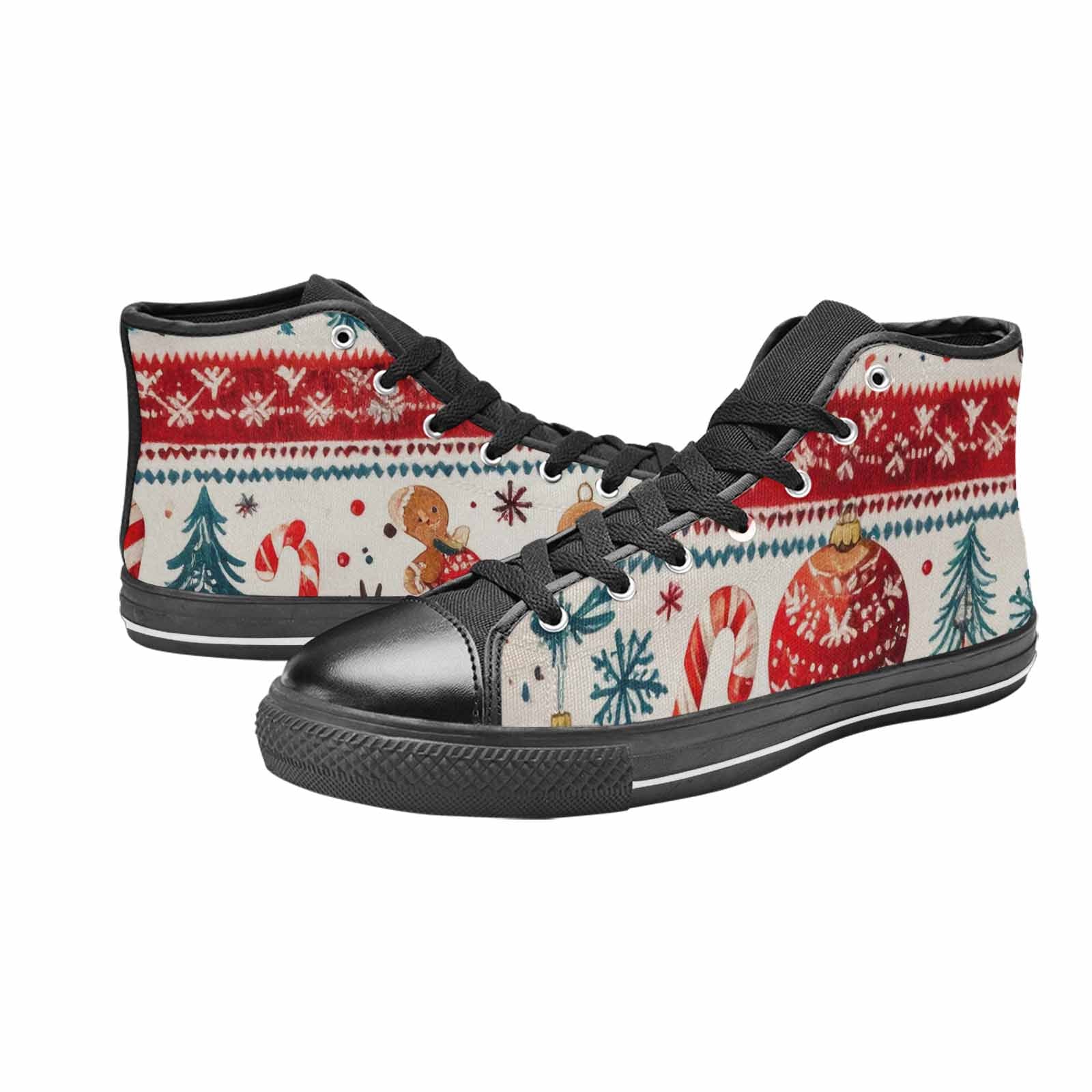 MEN'S Christmas Holly Snowflake High Top Canvas Aesthetic Custom Shoes