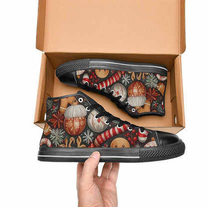 WOMEN'S Christmas Holly Snowflake High Top Canvas Dreamcore Custom Sneakers