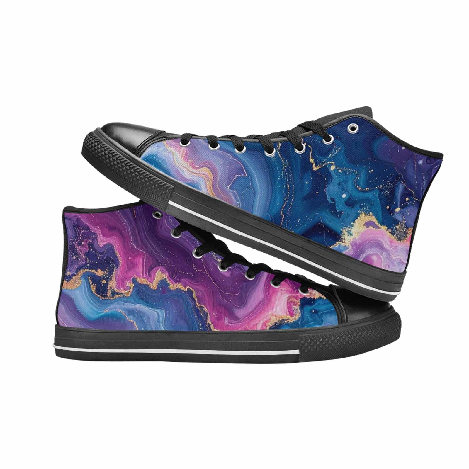MEN'S Marble Galaxy High Top Canvas Vibrant Chaos Sneakers