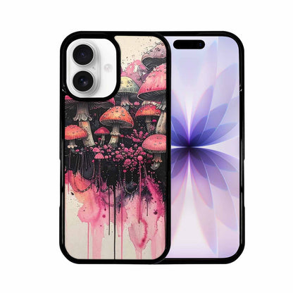 iPhone 17 Case — Rainbow Drip Mushrooms Black Original Art, Custom Art Phone Cover