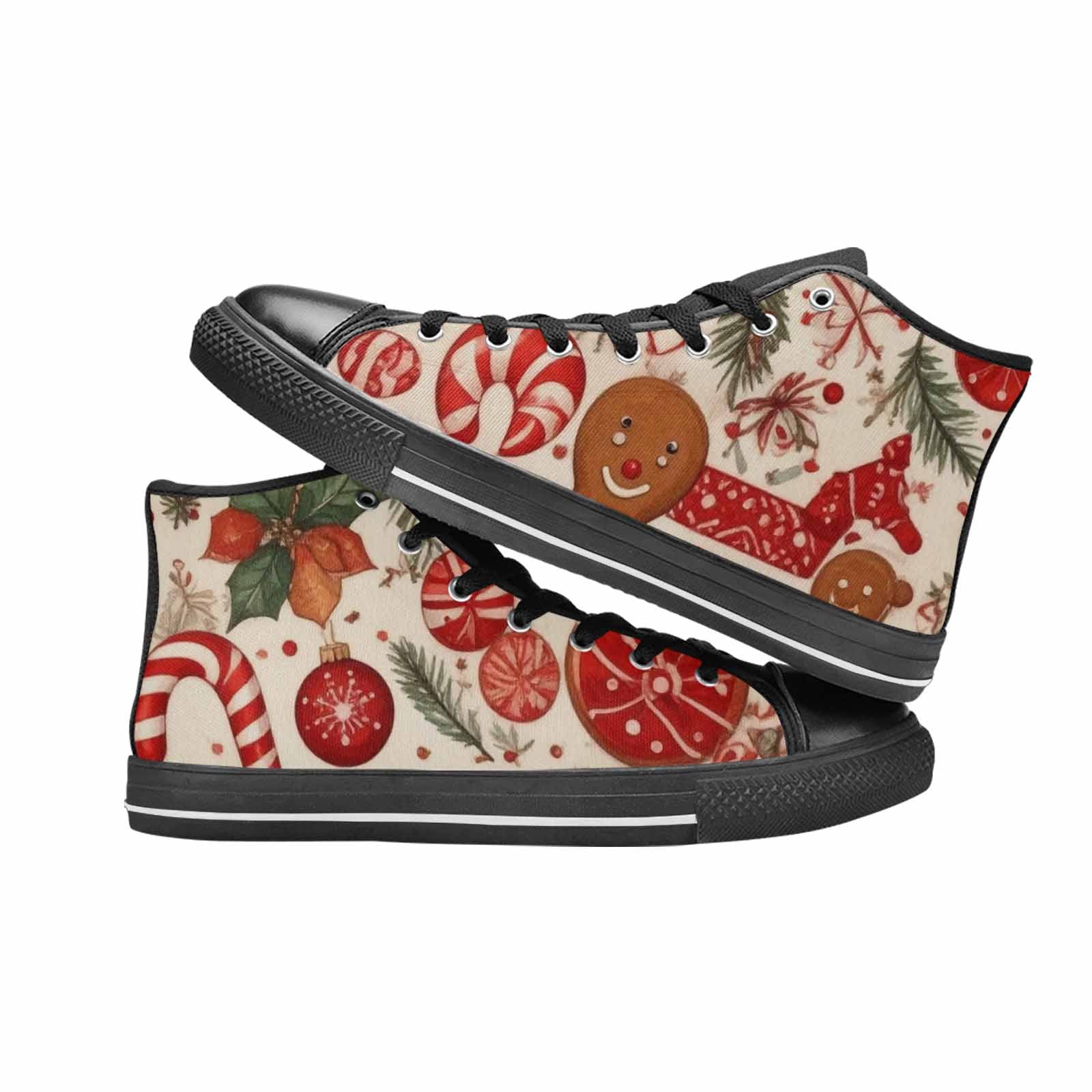 MEN'S Christmas Holly Snowflake High Top Canvas Dark Academia Custom Shoes