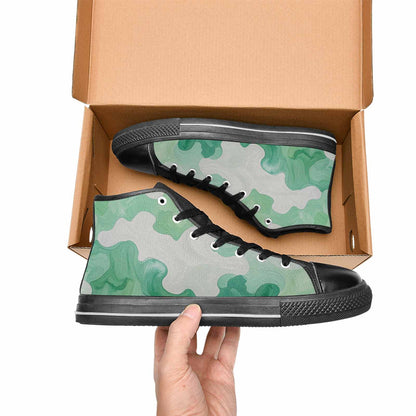 WOMEN'S Camo Mint Green White High Top Canvas Y2K Custom Sneakers