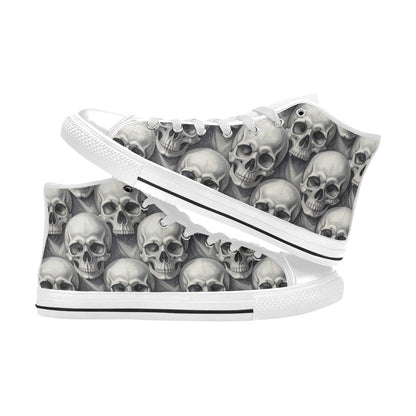 Grey Skull Crown Women's Gothic Dark Art High Top Canvas Shoes | Freaky Shoes®