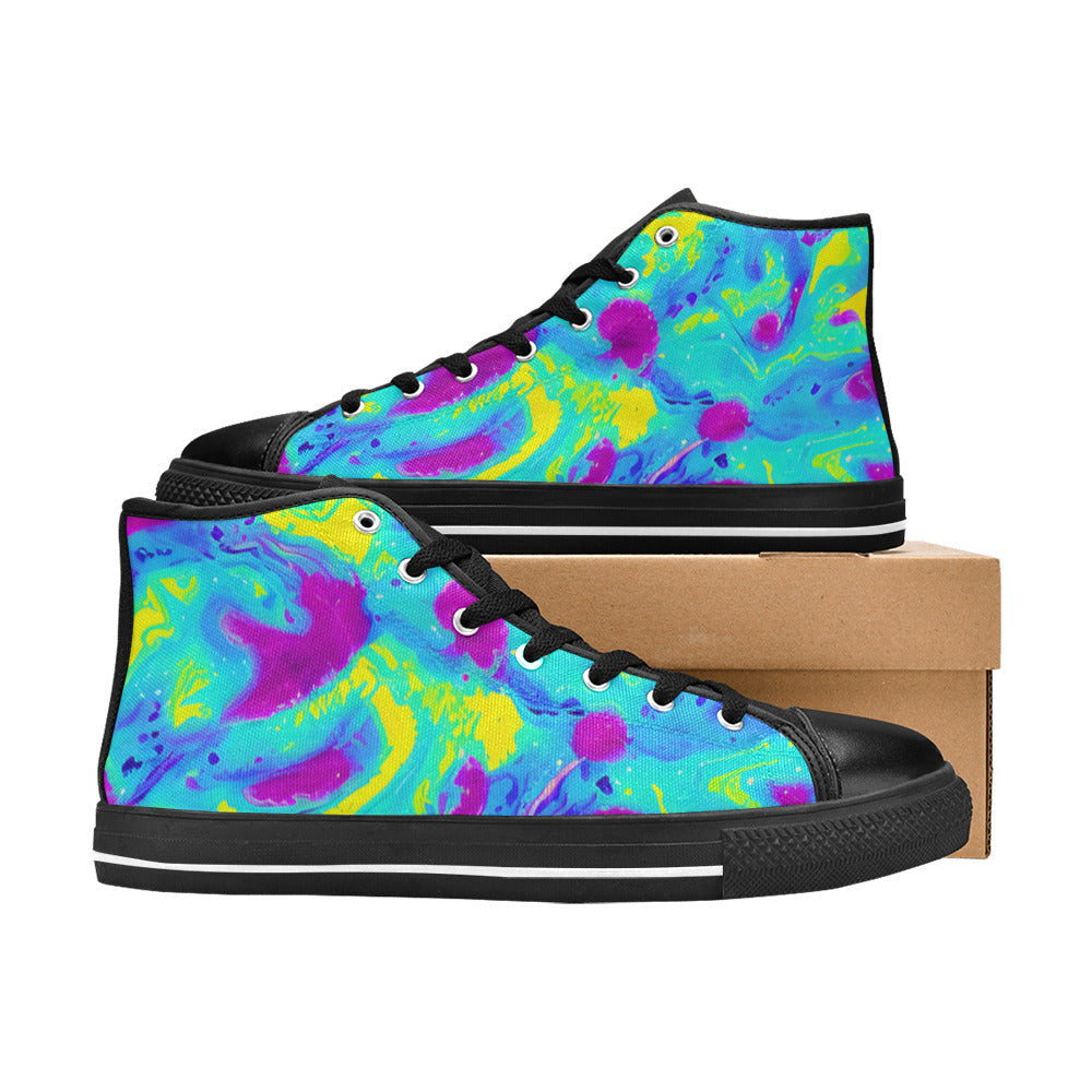 WOMEN'S Tie Dye Splash Retro High Top Canvas Dark Academia Shoes