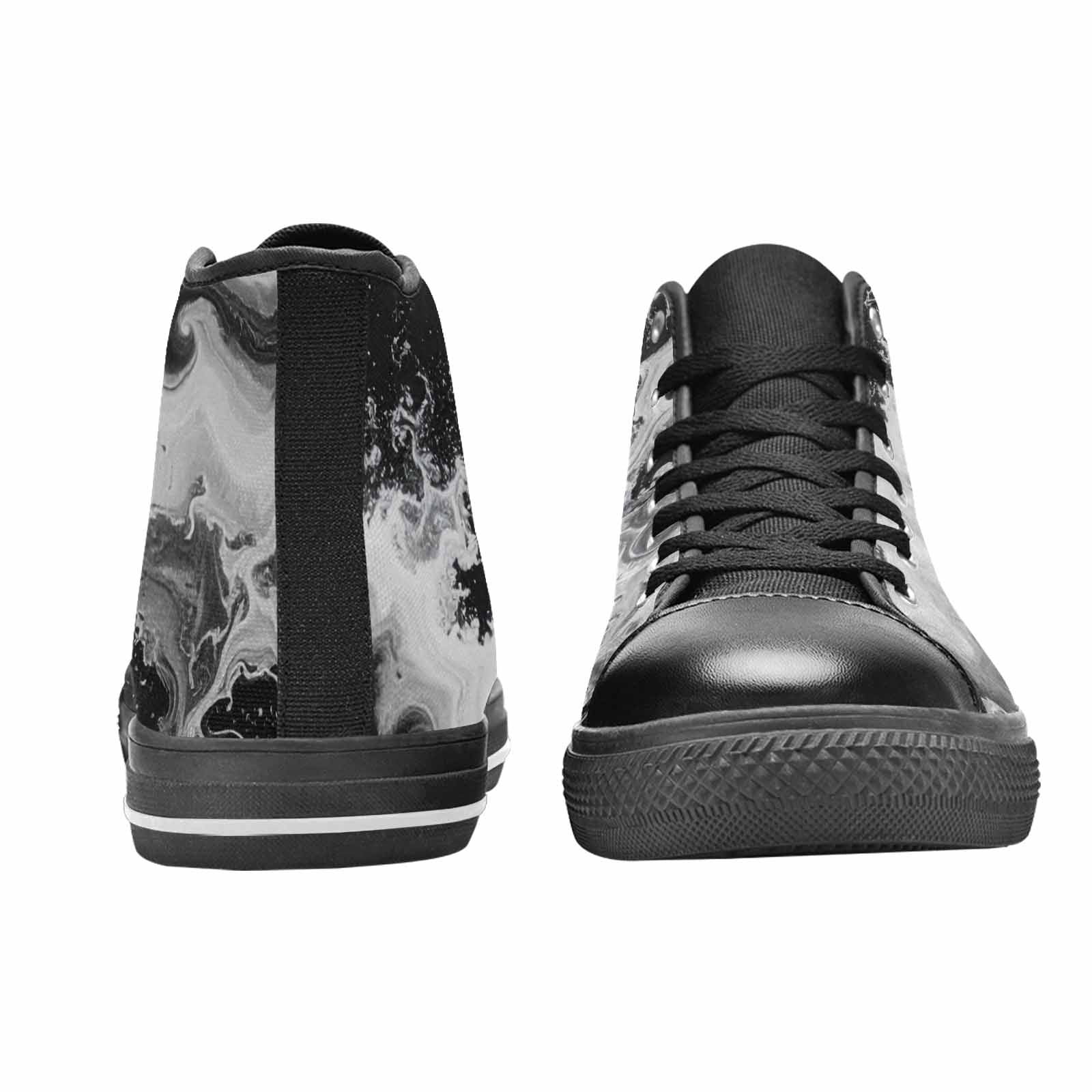 MEN'S Tie Dye Acid Wash Black White High Top Canvas Cottagecore Sneakers
