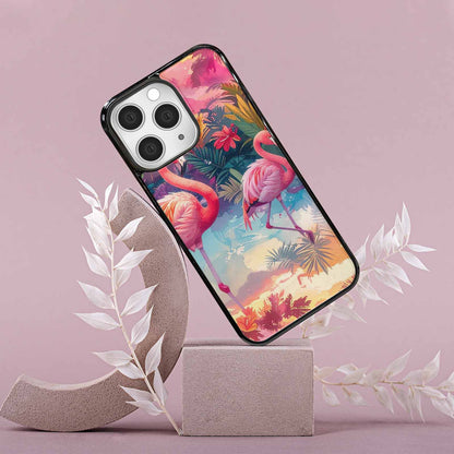 iPhone 15 Pro Max Case — Flamingo Tropical Flamingo Tropical Pattern Hundreds, Custom Art Phone Cover