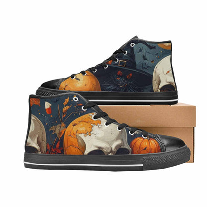 MEN'S Halloween Skulls Pumpkins High Top Canvas Dark Academia Shoes