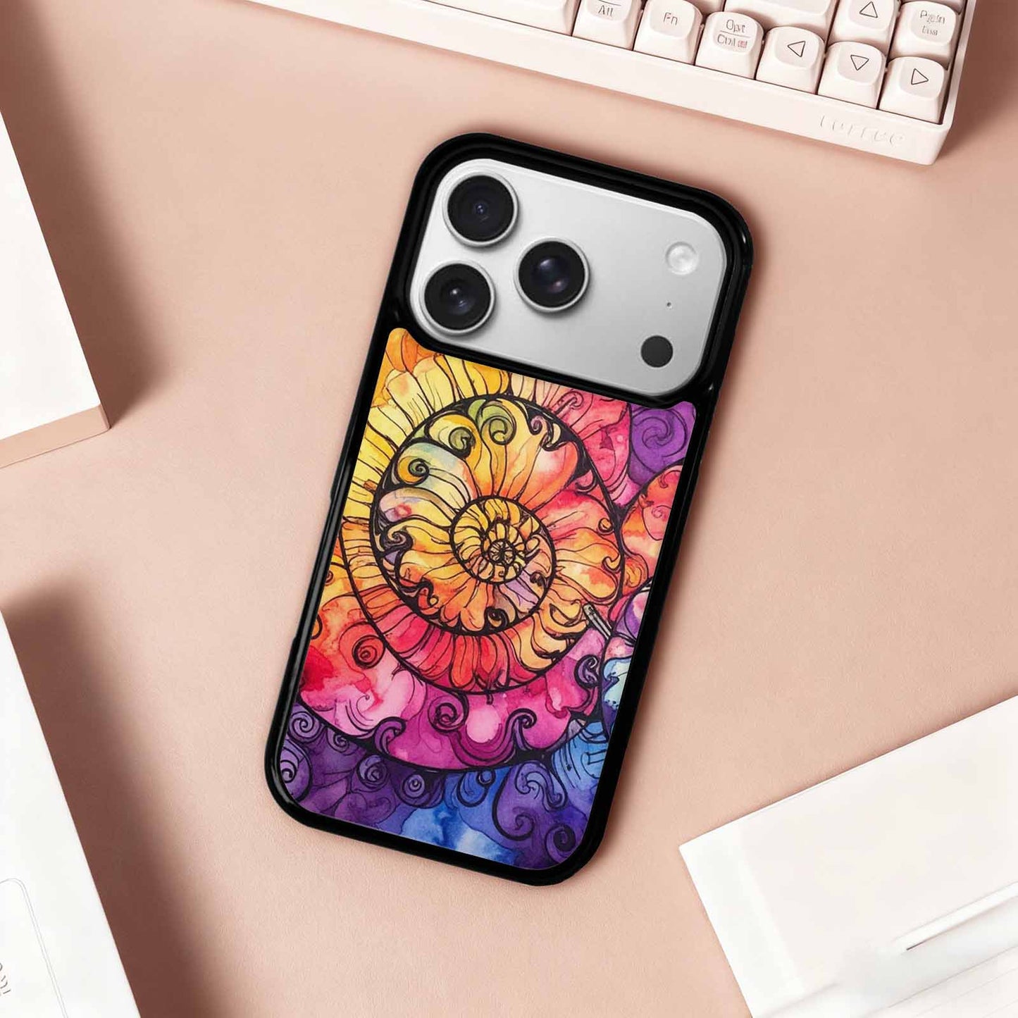 iPhone 17 Pro Case — Tie Dye Swirls Black White Tie, Custom Made Phone Cover