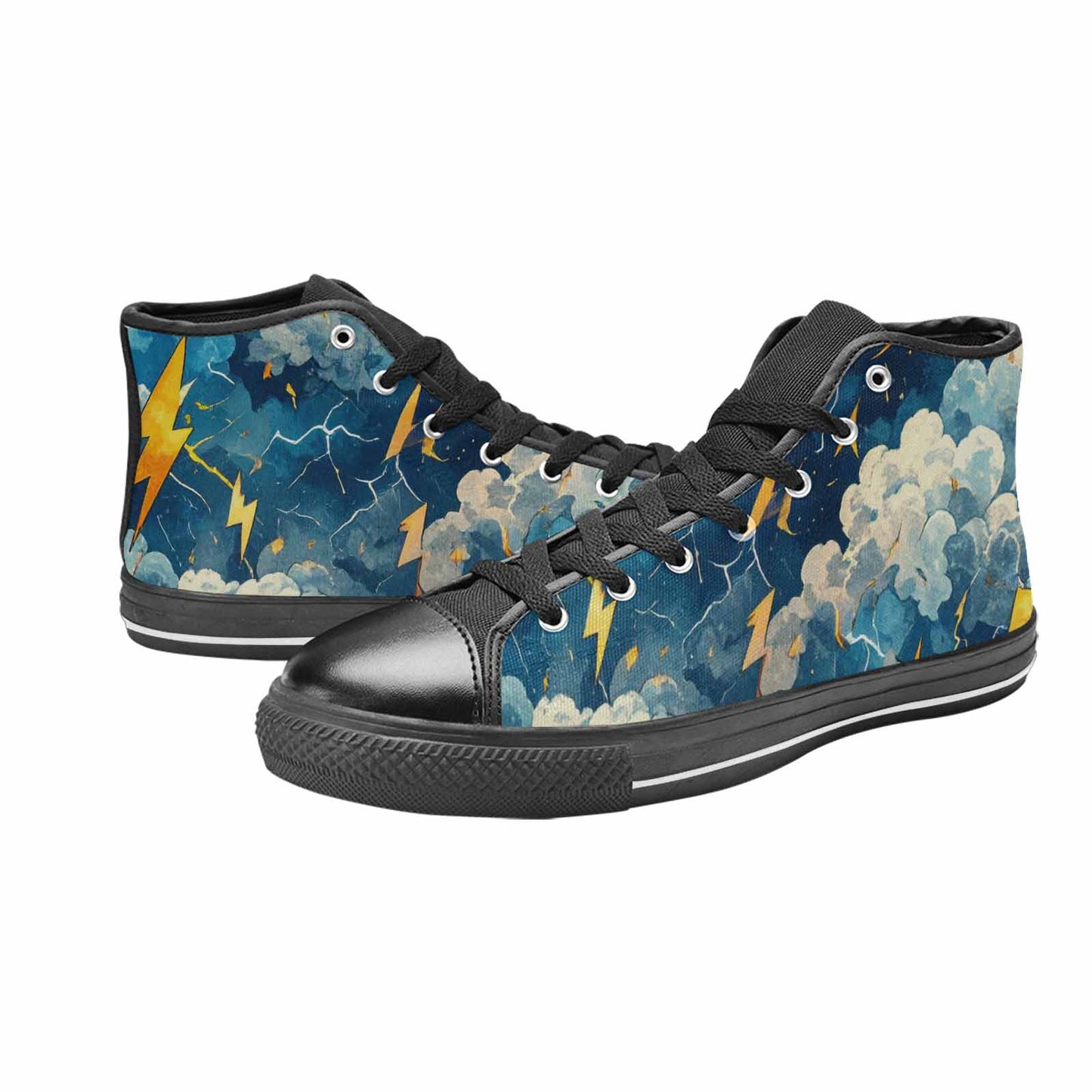 MEN'S Lightning Bolt High Top Canvas Grunge Custom Sneakers