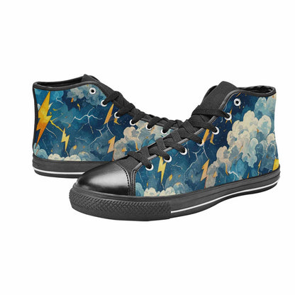 MEN'S Lightning Bolt High Top Canvas Grunge Custom Sneakers